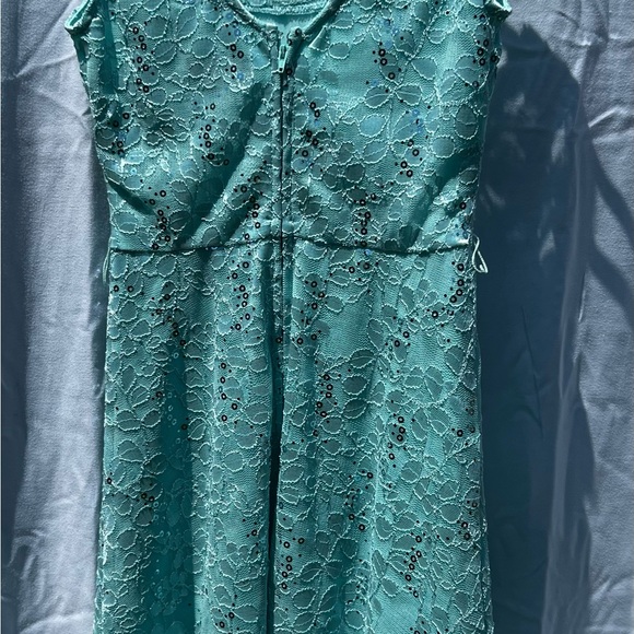 Le Chateau, teal grad dress. worn to elementary school graduation. worn once. - Picture 3 of 9